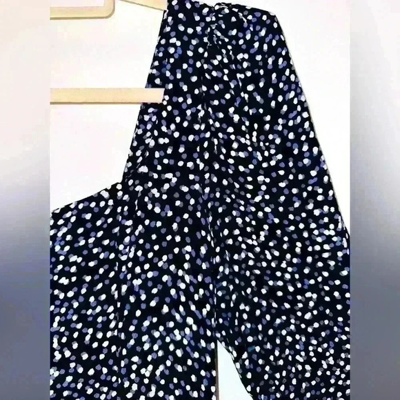 Structured 3/4 Sleeve Midi Dress, Blue polka dot pattern, leg slit, Worn Once - Picture 3 of 5